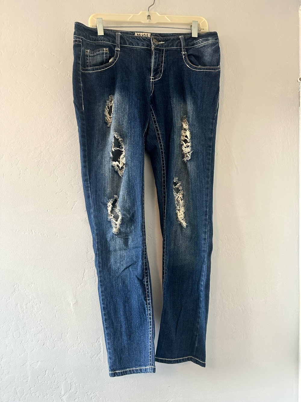 Mudd Juniors Distressed Skinny Jeans Medium Wash Stretch Size 13